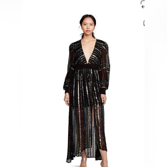 NWT Rococo Sand black sequin
polka dot maxi dress - Picture 2 of 7